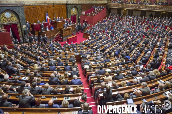 Hollande parle devant le Parlement réuni en Congrès après les attentats à Paris le 13 novembre 2015