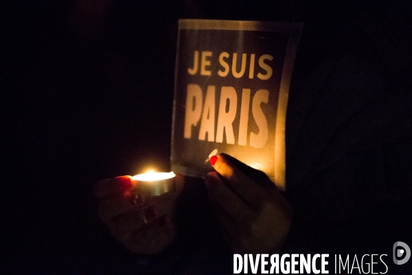 Recueillement au miroir d eau à Nantes en hommage aux victimes des attentats de Paris du 13 novembre 2015