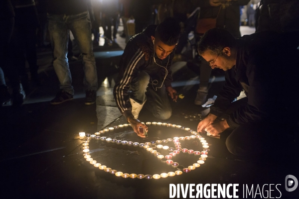 Hommage a paris, une semaine apres les attentats terroristes.