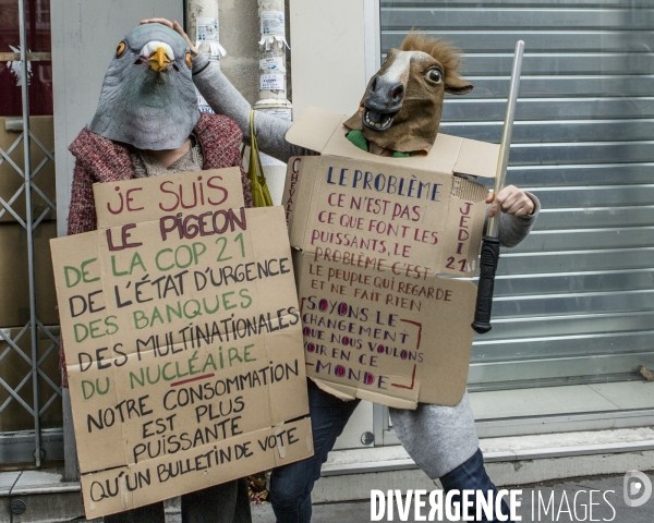 Rassemblements parisiens et Violences place de la Republique  J-1 COP21