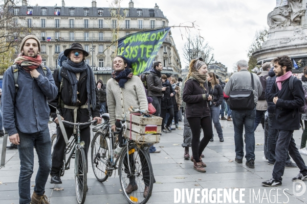 Rassemblements parisiens et Violences place de la Republique  J-1 COP21
