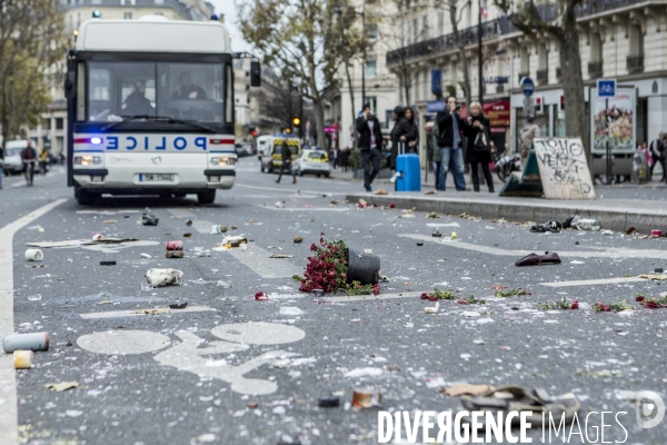 Rassemblements parisiens et Violences place de la Republique  J-1 COP21