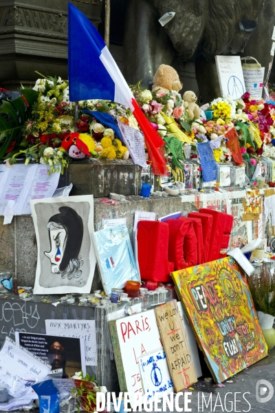 Illustration Novembre2015.Place de la Republique,apres les attentats du 13 Novembre