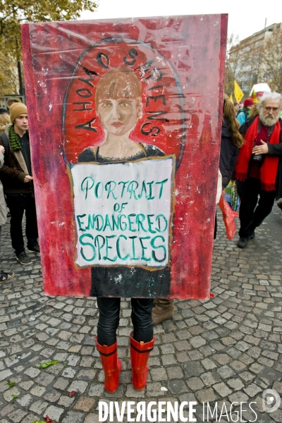 Mobilisation citoyenne pour la defense du climat dans le cadre de la Climate Justice Peace, pour marquer la fin de la COP21