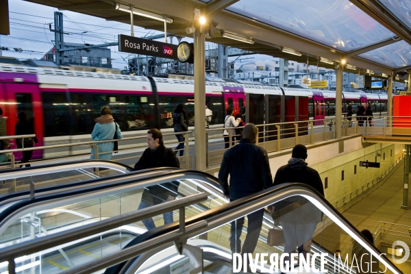 La nouvelle gare Rosa Parks.Nouvel arret du RER E dans le quartier de la porte d  Aubervilliers