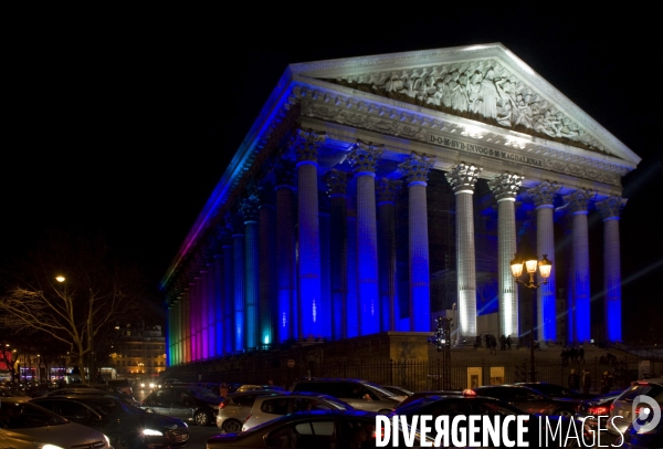 Illustration Decembre 2015.Eglise de la Madeleine mise en lumiere pour les fetes de fin d annee