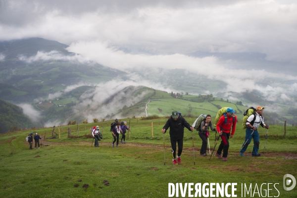 Le pelerinage de saint-jacques-de-compostelle, sur le camino frances en espagne.