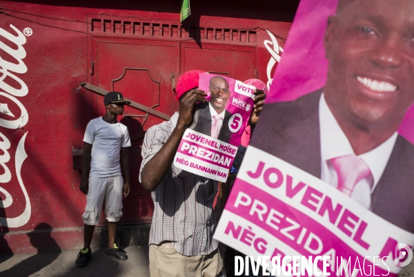 Manifestation des partisants du candidat au second tour de la presidentielle, jovenel moise, haiti.