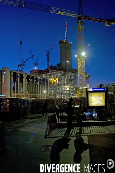 Illustration Janvier2016.Photo de nuit du chantier de construction du tribunal de grande instance porte de Clichy