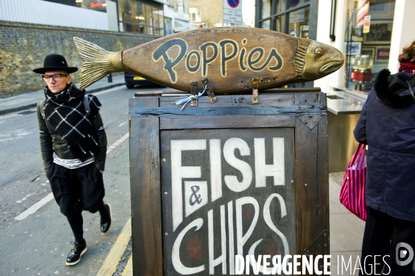 Londres.Poppies, un des meilleurs fish and chips de la capitale