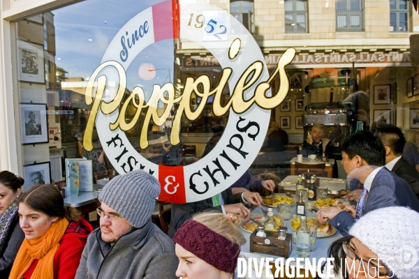 Londres.Poppies, fish and chips: une institution