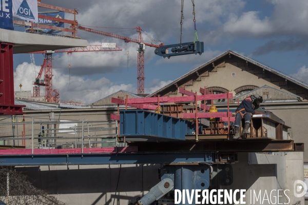 Paris : lancement du pont Berthier  dans la zone Clichy-Batignolles