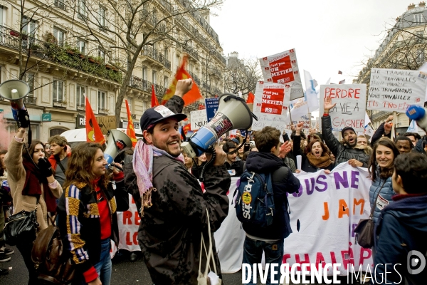 Manifestation des etudiants et lyceens contre la loi travail El Khomri