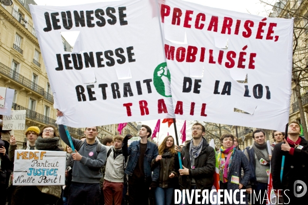 Manifestation des etudiants et lyceens contre la loi travail El Khomri