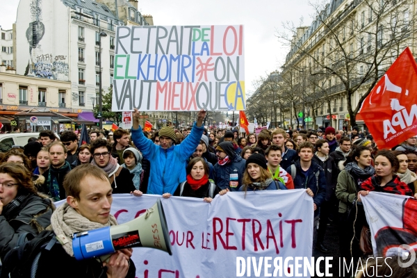 Manifestation des etudiants et lyceens contre la loi travail El Khomri