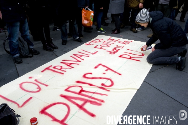 Manifestation des etudiants et lyceens contre la loi travail El Khomri