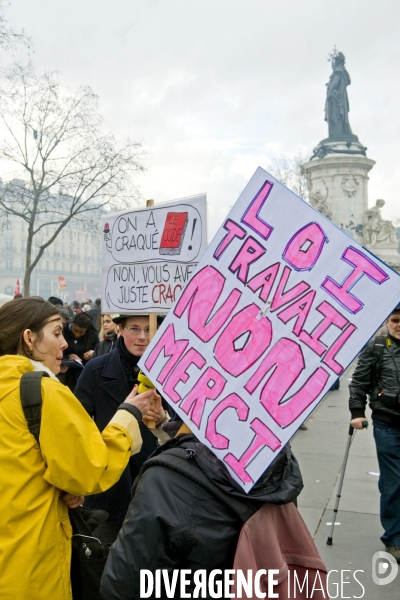 Manifestation des etudiants et lyceens contre la loi travail El Khomri