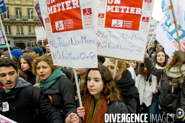 Manifestation des etudiants et lyceens contre la loi travail El Khomri