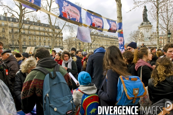 Manifestation des etudiants et lyceens contre la loi travail El Khomri