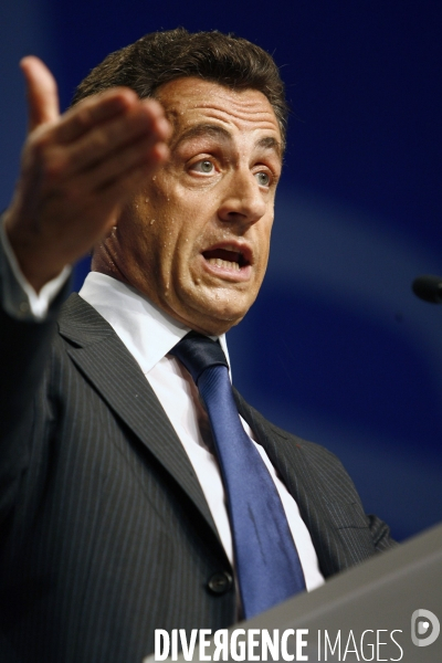 Nicolas sarkozy: meeting a rouen avec le depute-maire pierre albertini(udf) et co-organisateur de la campagne de francois bayrou