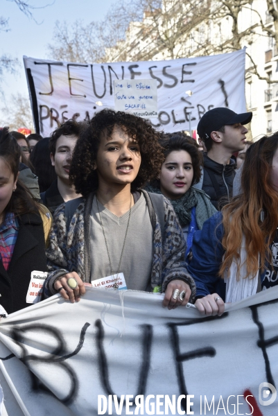 Mobilisation lycéenne et étudiante contre le projet de la loi Travail El Khomri.