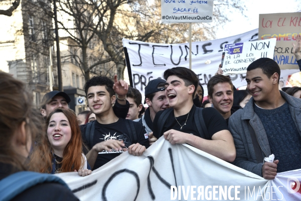 Mobilisation lycéenne et étudiante contre le projet de la loi Travail El Khomri.