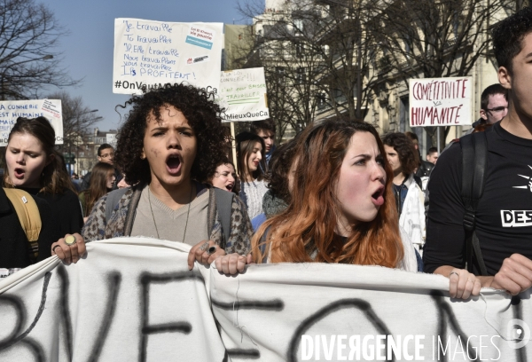 Mobilisation lycéenne et étudiante contre le projet de la loi Travail El Khomri.