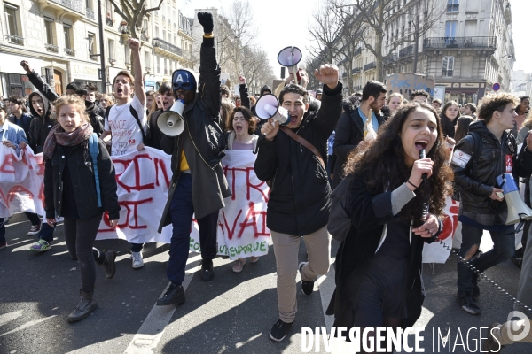 Mobilisation lycéenne et étudiante contre le projet de la loi Travail El Khomri.