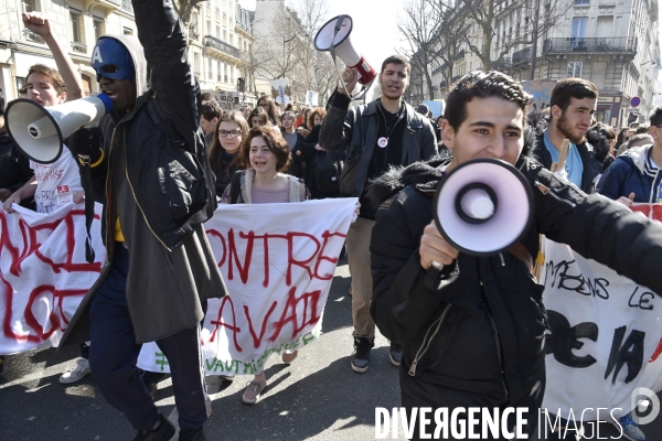 Mobilisation lycéenne et étudiante contre le projet de la loi Travail El Khomri.