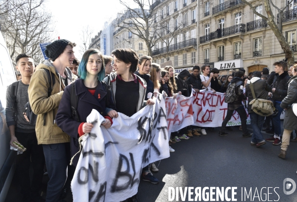 Mobilisation lycéenne et étudiante contre le projet de la loi Travail El Khomri.