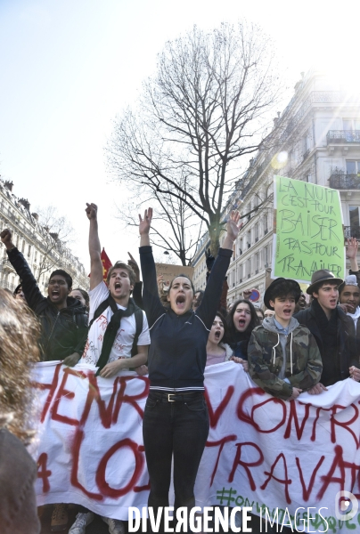 Mobilisation lycéenne et étudiante contre le projet de la loi Travail El Khomri.