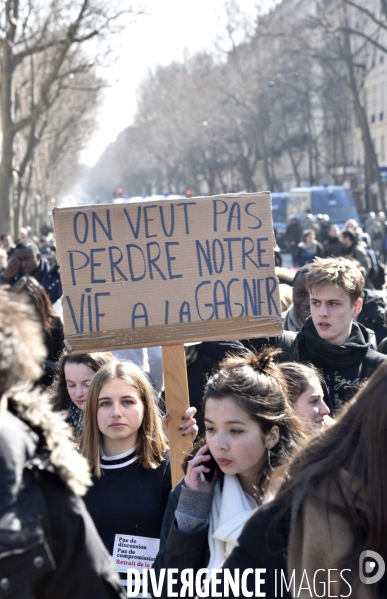 Mobilisation lycéenne et étudiante contre le projet de la loi Travail El Khomri.