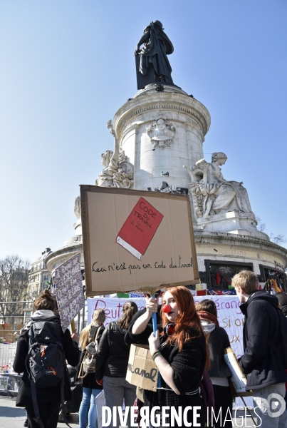 Mobilisation lycéenne et étudiante contre le projet de la loi Travail El Khomri.