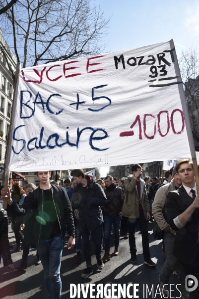 Mobilisation lycéenne et étudiante contre le projet de la loi Travail El Khomri.