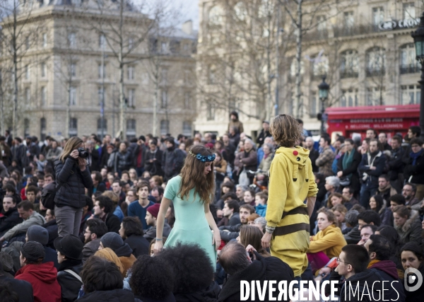 Nuit Debout place de la République à Paris.