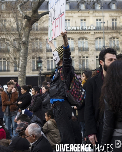 Nuit Debout place de la République à Paris.