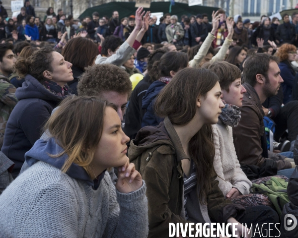 Nuit debout, place de la République Paris