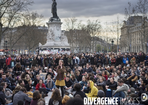 Nuit Debout place de la République à Paris.