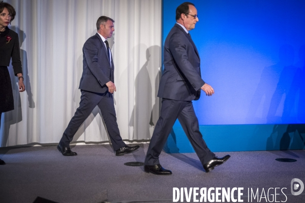 François Hollande visite l Institut du Cerveau et de la Moelle épinière ICM, hôpital Pitié-Salpêtrière