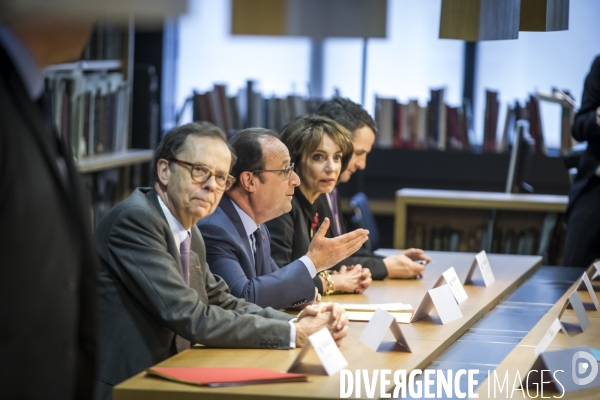 François Hollande visite l Institut du Cerveau et de la Moelle épinière ICM, hôpital Pitié-Salpêtrière