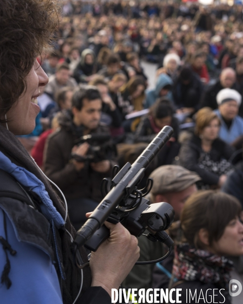 Nuit Debout place de la République à Paris.