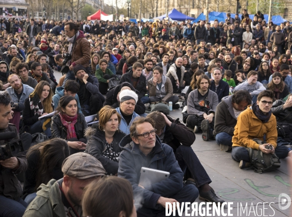 Nuit Debout place de la République à Paris.