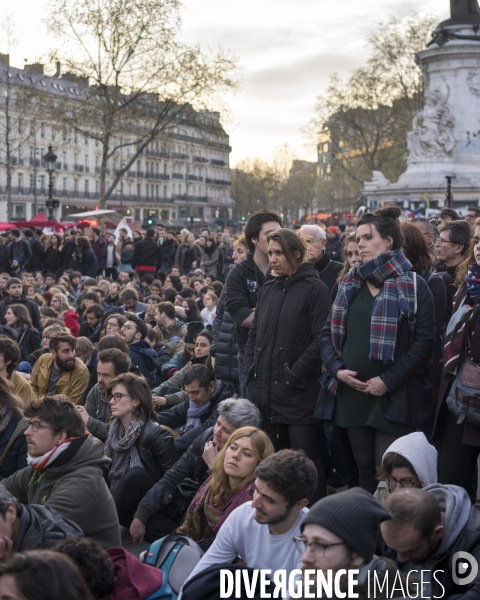 Nuit Debout place de la République à Paris.