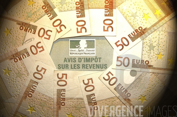 Illustration Symbole : impots, piège, billets, euro, fiscalité