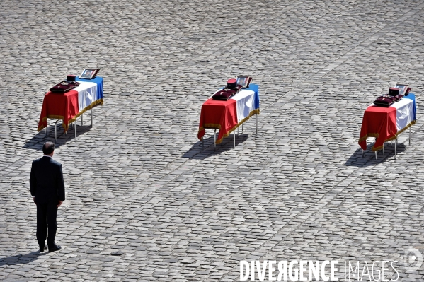 Hommage national aux Invalides pour les trois soldats morts au Mali