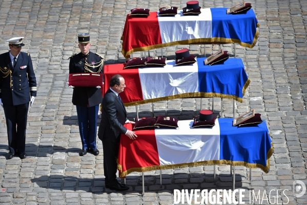 Hommage national aux Invalides pour les trois soldats morts au Mali