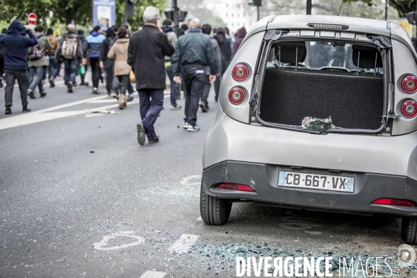 Manifestation contre la loi travail et violences, Paris.