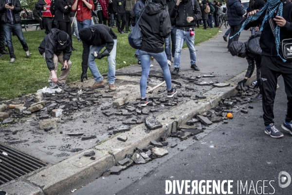 Manifestation contre la loi travail et violences, Paris.