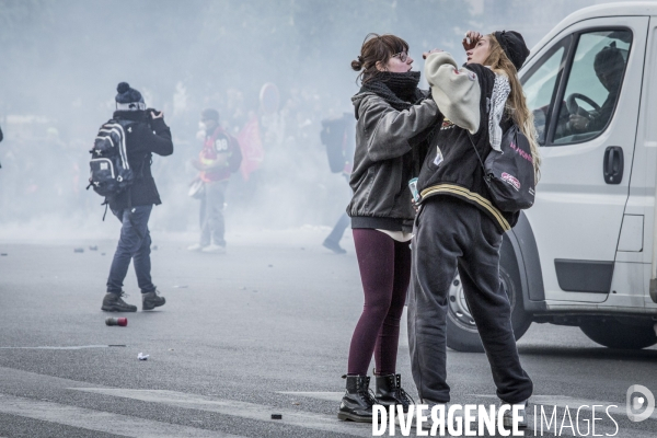 Manifestation contre la loi travail et violences, Paris.