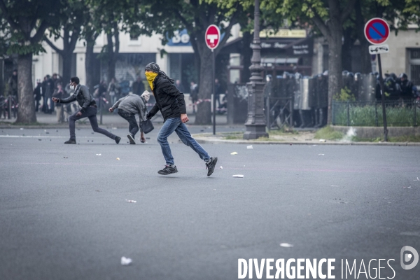 Manifestation contre la loi travail et violences, Paris.